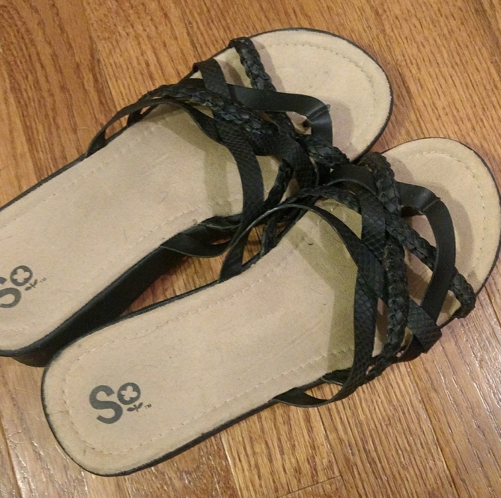 Black wedge sandals